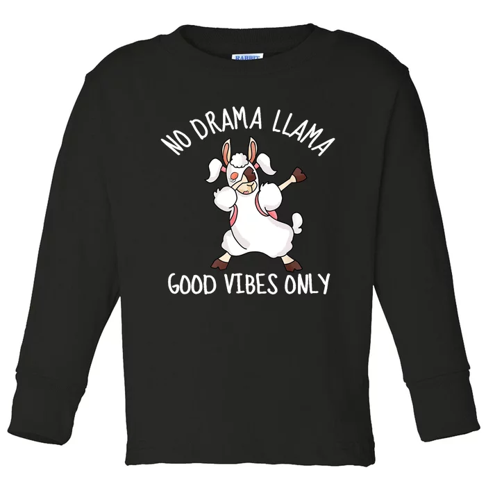 Llama Love Good Vibes Dabbing School Girl Teens Gift Toddler Long Sleeve Shirt