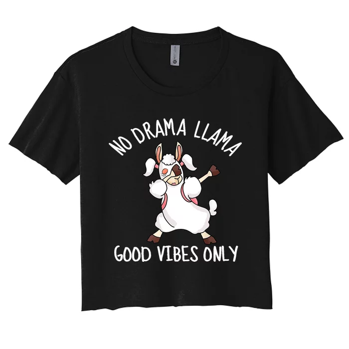 Llama Love Good Vibes Dabbing School Girl Teens Gift Women's Crop Top Tee