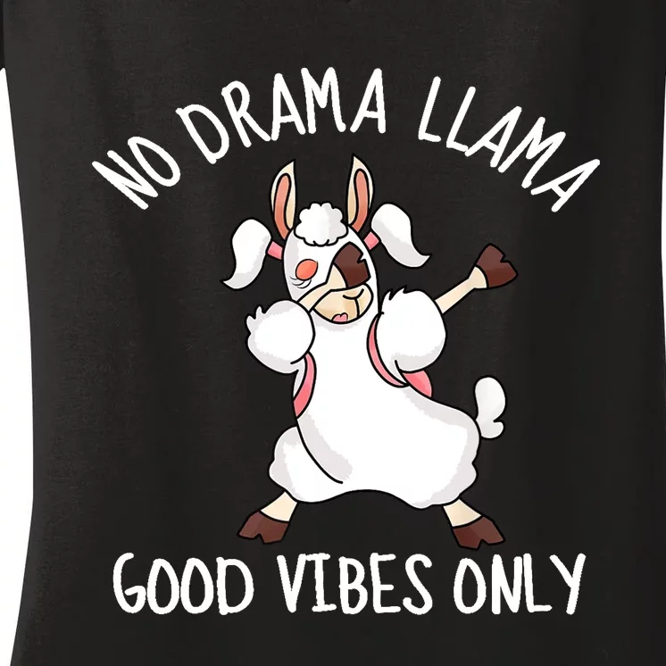 Llama Love Good Vibes Dabbing School Girl Teens Gift Women's V-Neck T-Shirt