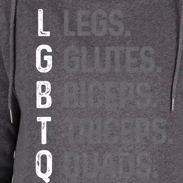 Lgbtq Legs Glutes Biceps Triceps Quads Gym Womens Funnel Neck Pullover Hood