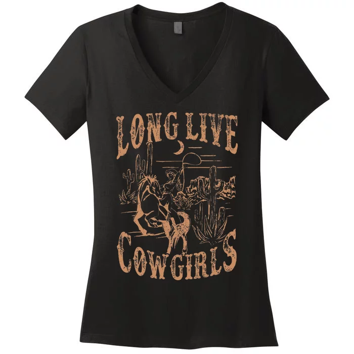 Long Live Howdy Rodeo Western Country Southern Cowgirls Women's V-Neck T-Shirt