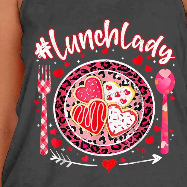 Lunch Lady Happy ValentineS Day Cafeteria Worker Women's Knotted Racerback Tank