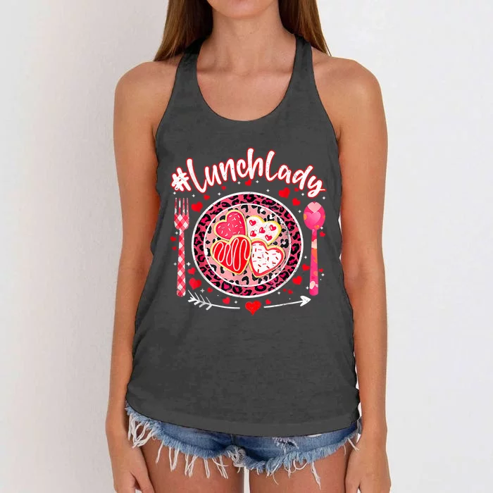 Lunch Lady Happy ValentineS Day Cafeteria Worker Women's Knotted Racerback Tank