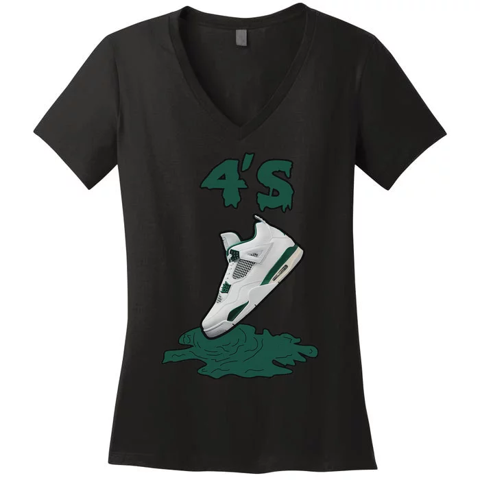 Lover Loser Hustles Dripping Matching Oxidized Green 4s Women's V-Neck T-Shirt