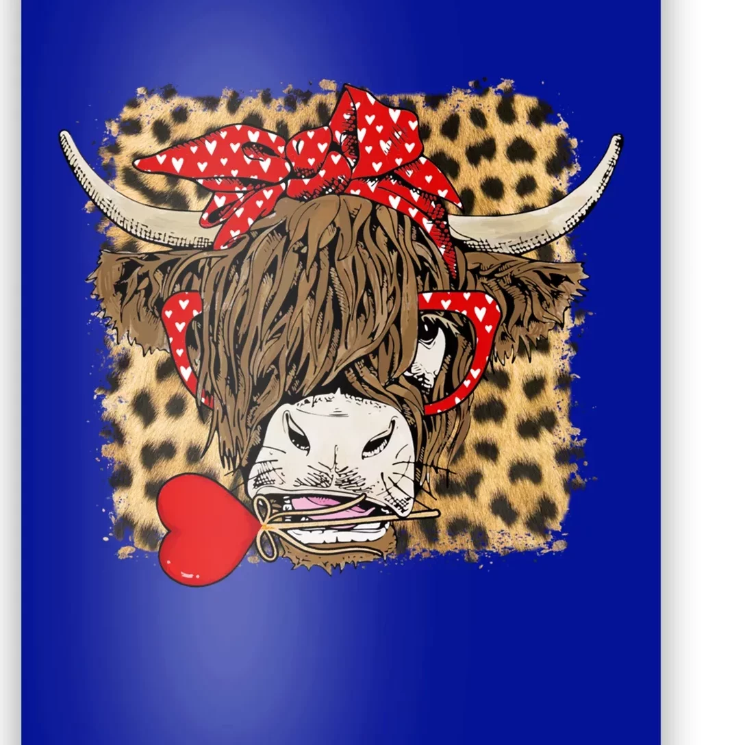 Leopard Love Highland Cow Heifer Bandana Valentines Day Funny Gift Poster