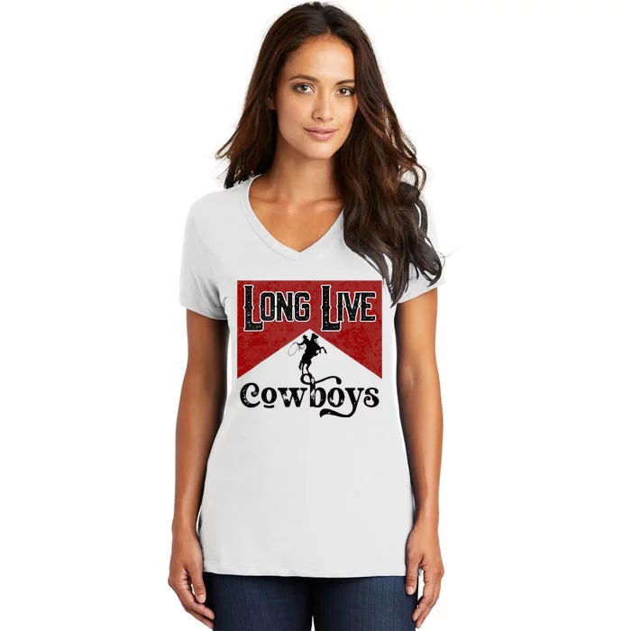 Long Live Howdy Rodeo Western Country Southern Cowboys Women's V-Neck T-Shirt