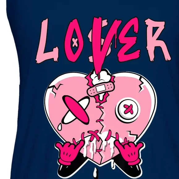 Loser Lover Heart Dripping Low Triple Pink Matching Ladies Essential Flowy Tank