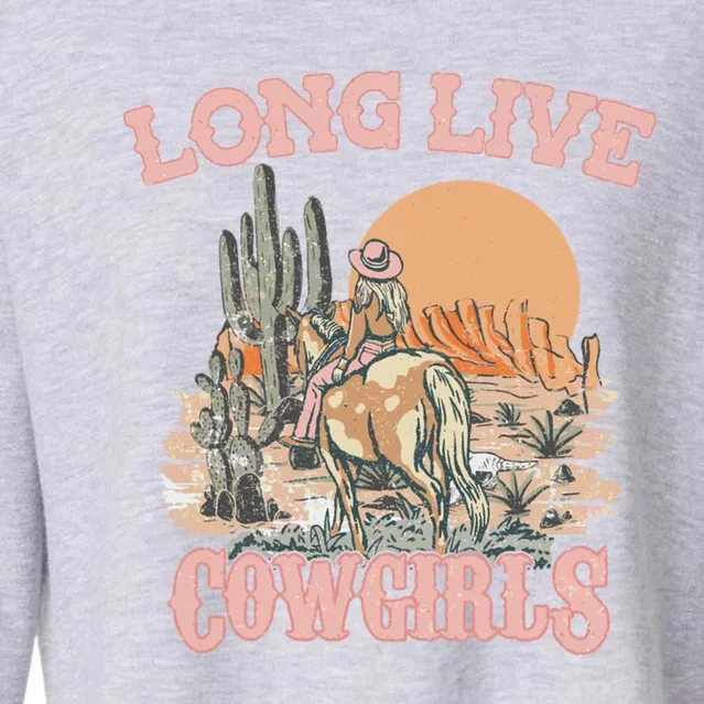 Long Live Howdy Rodeo Western Country Southern Cow Cute Gift Cropped Pullover Crew