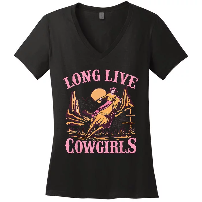 Long Live Howdy Rodeo Western Country Southern Cowgirls Women's V-Neck T-Shirt