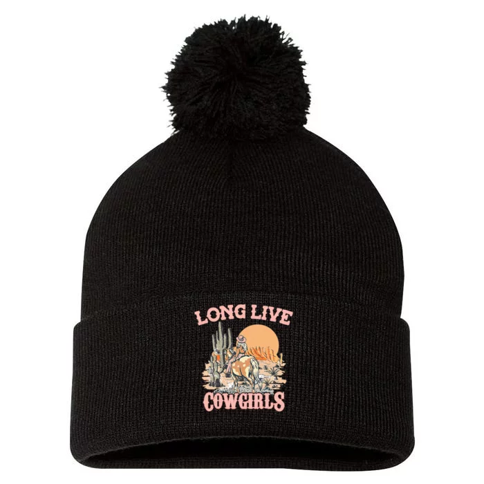 Long Live Howdy Rodeo Western Country Southern Cowgirls Pom Pom 12in Knit Beanie