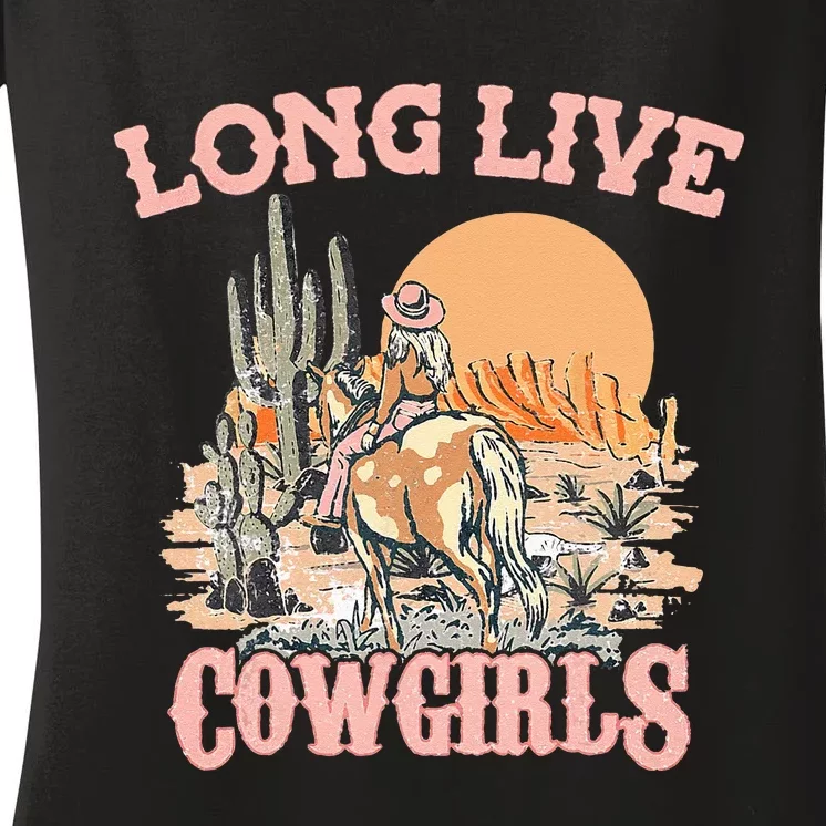 Long Live Howdy Rodeo Western Country Southern Cowgirls Women's V-Neck T-Shirt