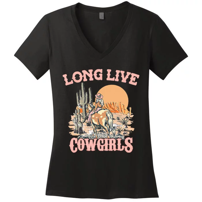 Long Live Howdy Rodeo Western Country Southern Cowgirls Women's V-Neck T-Shirt