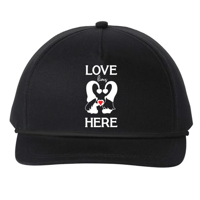 Love Lives Here Happy Valentines Gnome Heart Snapback Five-Panel Rope Hat