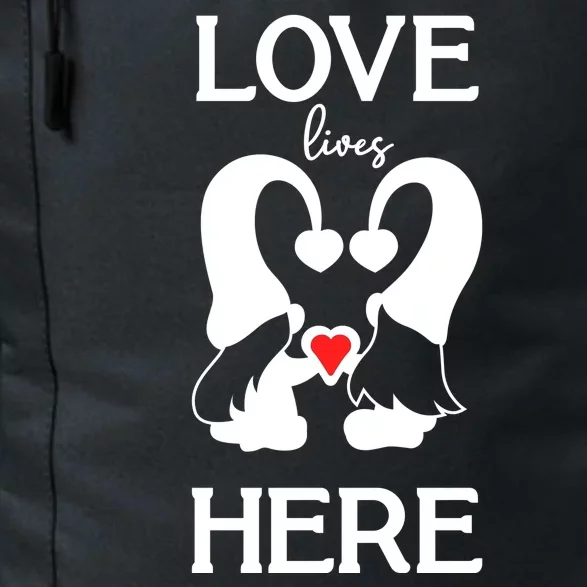 Love Lives Here Happy Valentines Gnome Heart Daily Commute Backpack