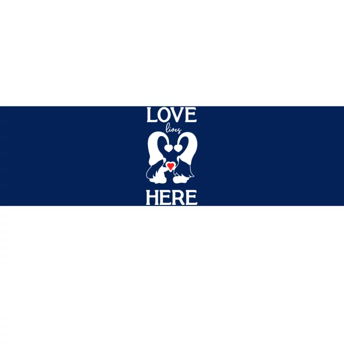 Love Lives Here Happy Valentines Gnome Heart Bumper Sticker