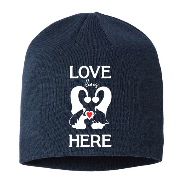 Love Lives Here Happy Valentines Gnome Heart 8 1/2in Sustainable Knit Beanie