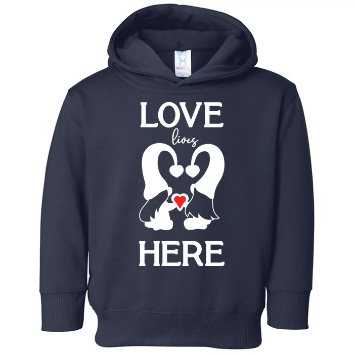 Love Lives Here Happy Valentines Gnome Heart Toddler Hoodie