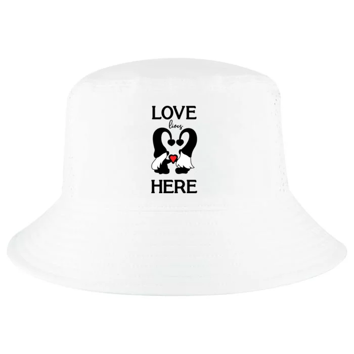 Love Lives Here Happy Valentines Gnome Heart Cool Comfort Performance Bucket Hat