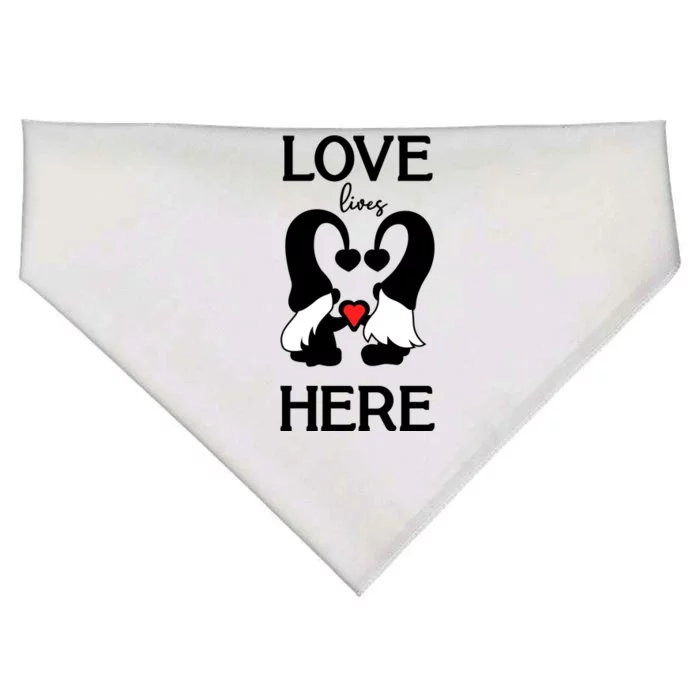 Love Lives Here Happy Valentines Gnome Heart USA-Made Doggie Bandana