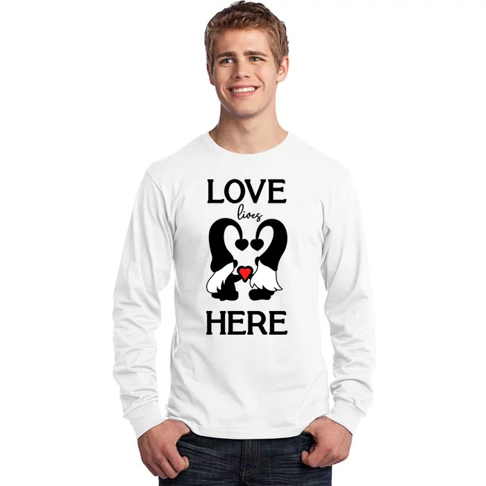 Love Lives Here Happy Valentines Gnome Heart Tall Long Sleeve T-Shirt