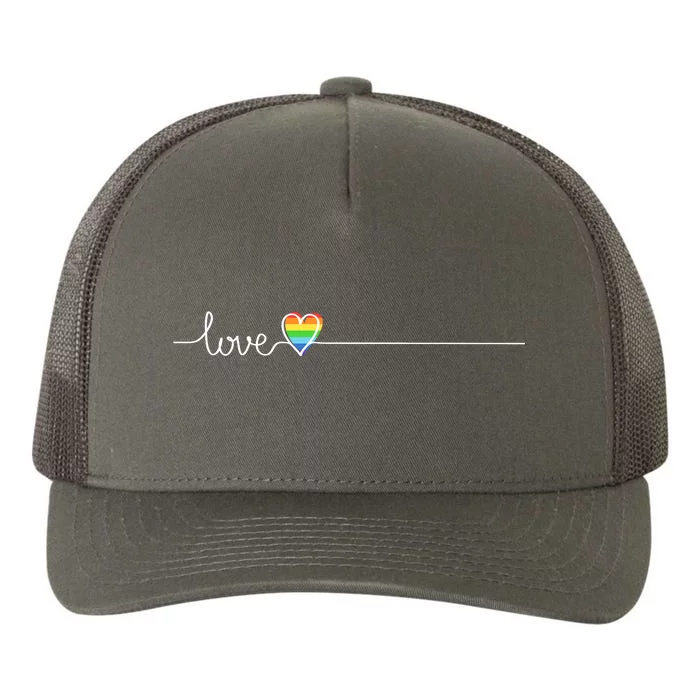 Love LGBTQ Heartbeat Yupoong Adult 5-Panel Trucker Hat