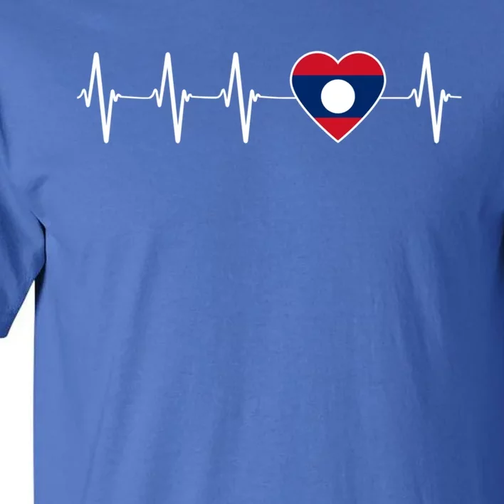 Laotian Lao Heartbeat I Love Laos Flag Country Gift Funny Gift Tall T-Shirt