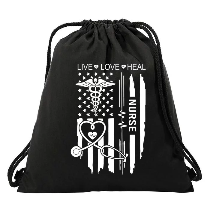 Live Love Heal Nurse Week Gift Nurse Nurse Gift Appreciation Nurse Drawstring Bag