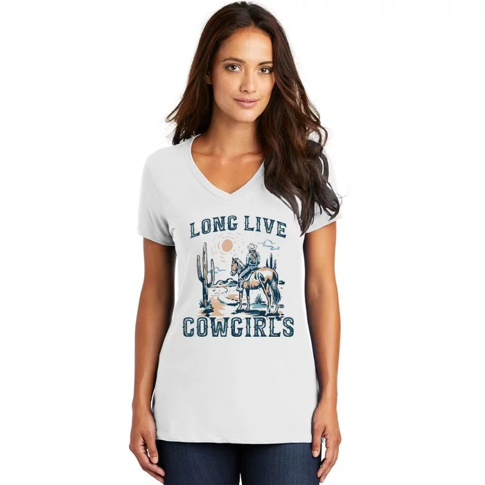 Long Live Howdy Rodeo Western Country Southern Cowgirls Women's V-Neck T-Shirt