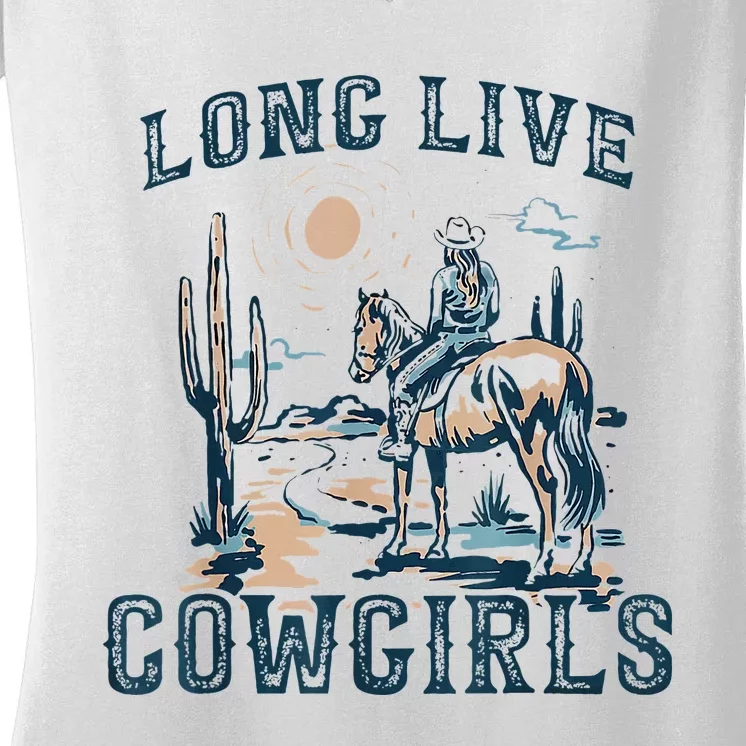 Long Live Howdy Rodeo Western Country Southern Cowgirls Women's V-Neck T-Shirt