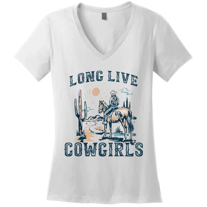 Long Live Howdy Rodeo Western Country Southern Cowgirls Women's V-Neck T-Shirt