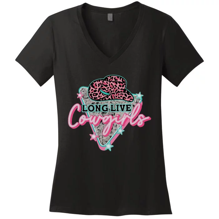 Long Live Howdy Rodeo Western Country Southern Cowgirls Women's V-Neck T-Shirt