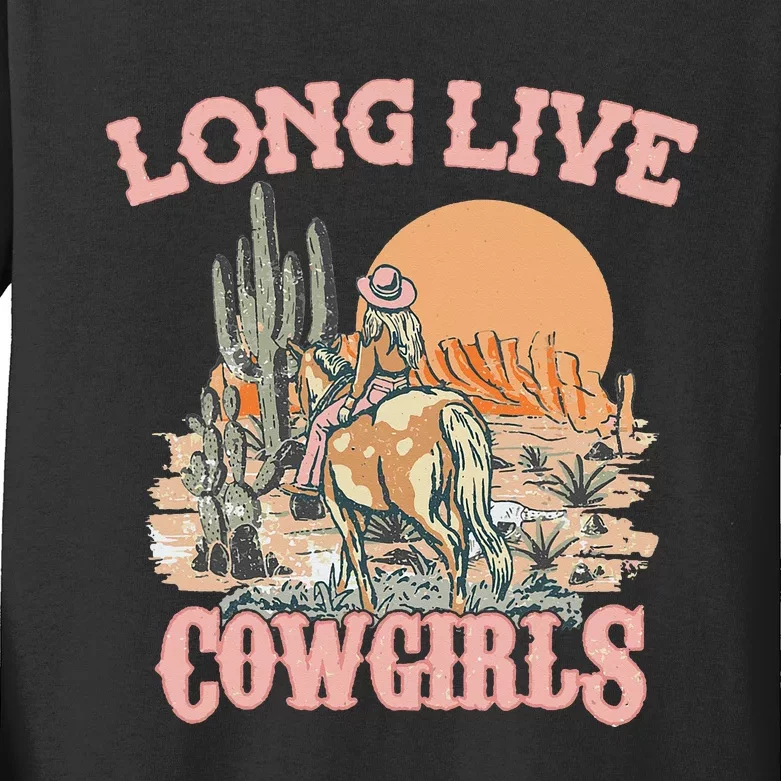 Long Live Howdy Rodeo Western Country Southern Cowgirls Kids Long Sleeve Shirt