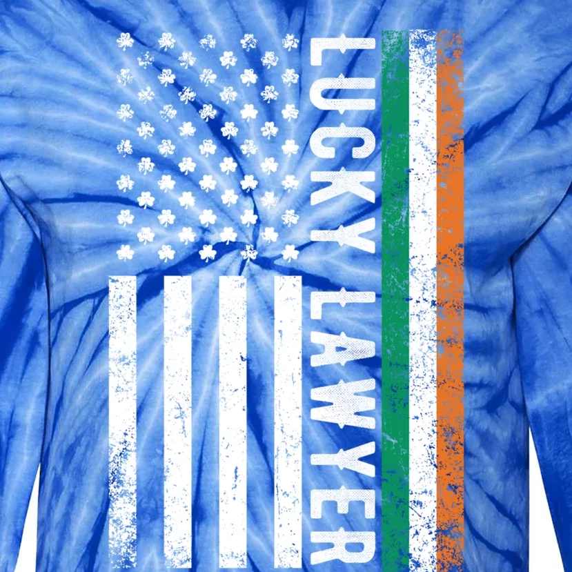 Lucky Lawyer Irish American Flag St Patricks Day Gift Tie-Dye Long Sleeve Shirt