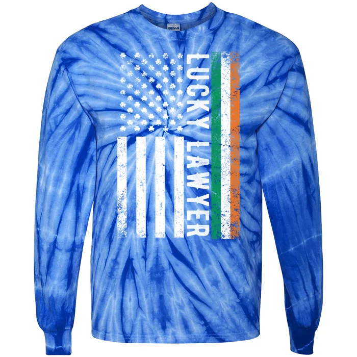 Lucky Lawyer Irish American Flag St Patricks Day Gift Tie-Dye Long Sleeve Shirt