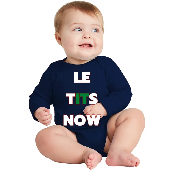 Letitsnow Let It Snow Le Tits Now Holiday Christmas Funny Gift Baby Long Sleeve Bodysuit