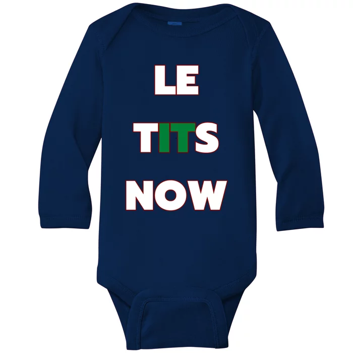 Letitsnow Let It Snow Le Tits Now Holiday Christmas Funny Gift Baby Long Sleeve Bodysuit