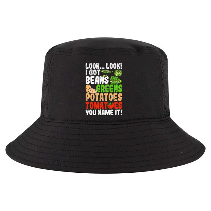 Look Look I Got Beans Greens Potatoes Tomatoes You Name It Cool Comfort Performance Bucket Hat