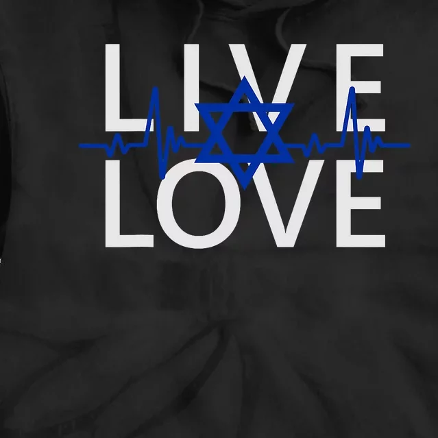 Live Love Israel Heartbeat Am Yisrael Chai Ekg Magen David Tie Dye Hoodie