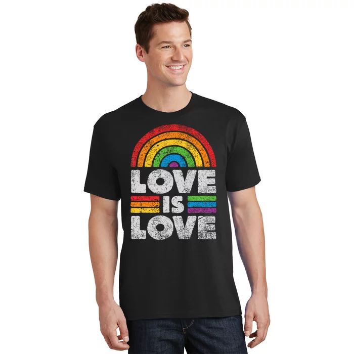 L.G.B.T.Q Love Is Love G.A.Y Pride Lgbt Ally Rainbow Flag Vintage T-Shirt