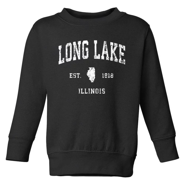 Long Lake Illinois Il Vintage Athletic Sports Design Toddler Sweatshirt