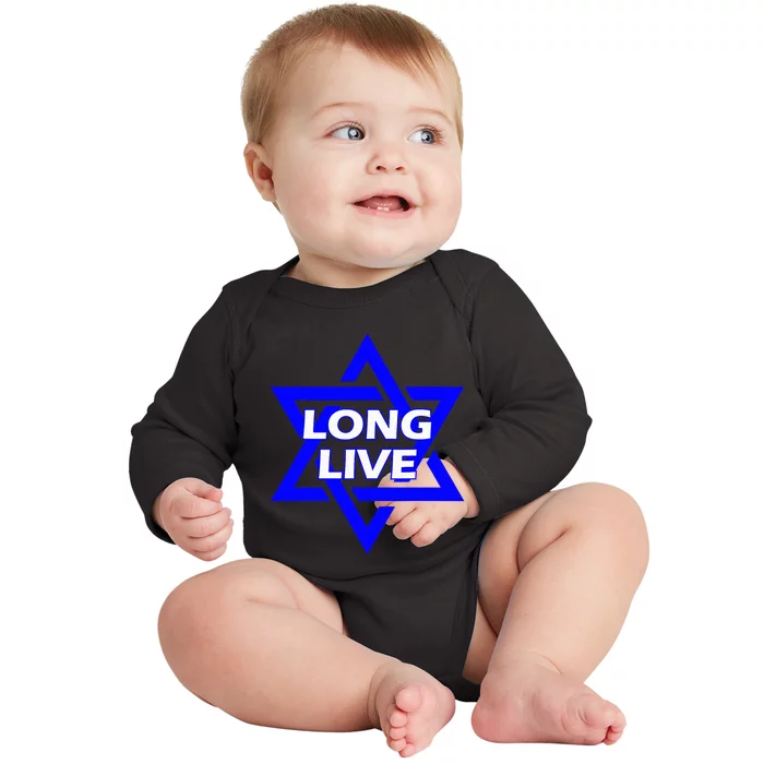 Long Live Israel Star Of David Baby Long Sleeve Bodysuit