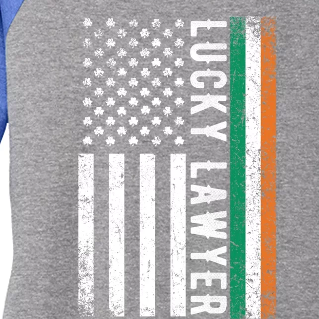 Lucky Lawyer Irish American Flag St Patricks Day Gift Women's Tri-Blend 3/4-Sleeve Raglan Shirt