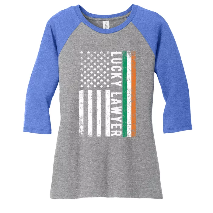 Lucky Lawyer Irish American Flag St Patricks Day Gift Women's Tri-Blend 3/4-Sleeve Raglan Shirt