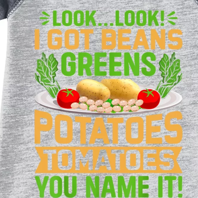 Look Look I Got Beans Greens Potatoes Tomatoes You Name It Infant Baby Jersey Bodysuit