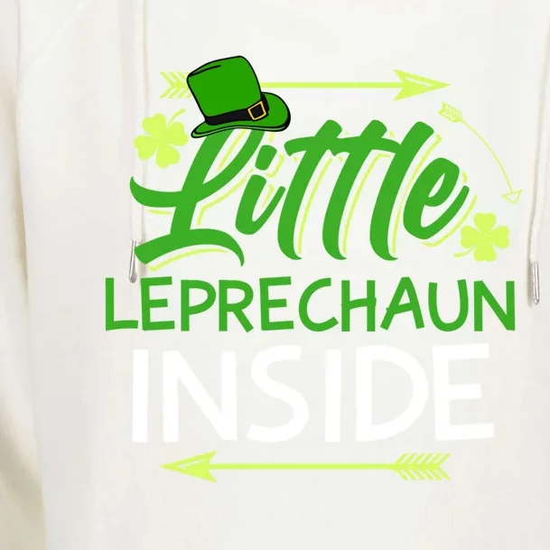 Little Leprechaun Inside St Patricks Day Pregnant Great Gift Womens Funnel Neck Pullover Hood