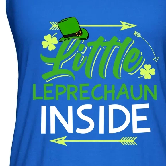 Little Leprechaun Inside St Patricks Day Pregnant Great Gift Ladies Essential Flowy Tank