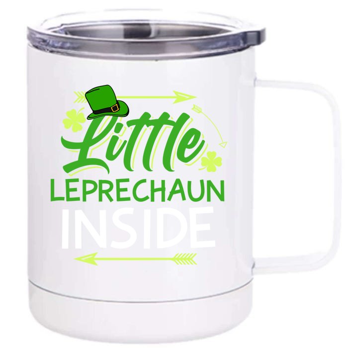 Little Leprechaun Inside St Patricks Day Pregnant Great Gift Front & Back 12oz Stainless Steel Tumbler Cup