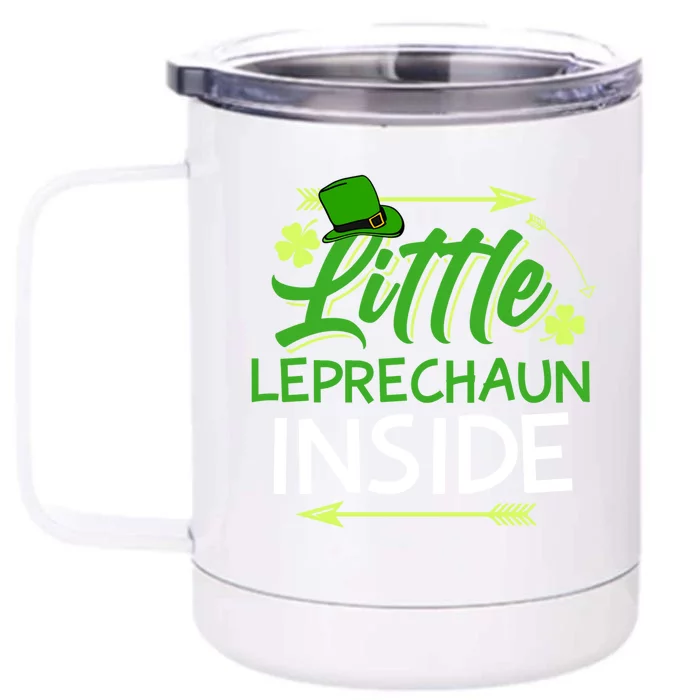 Little Leprechaun Inside St Patricks Day Pregnant Great Gift Front & Back 12oz Stainless Steel Tumbler Cup