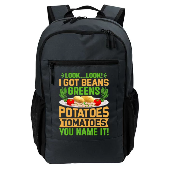 Look Look I Got Beans Greens Potatoes Tomatoes You Name It Daily Commute Backpack