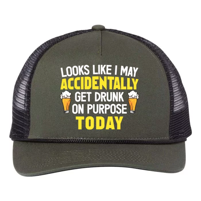 Looks Like I May Accidentally Get Drunk On Purpose Today Humor Retro Rope Trucker Hat Cap